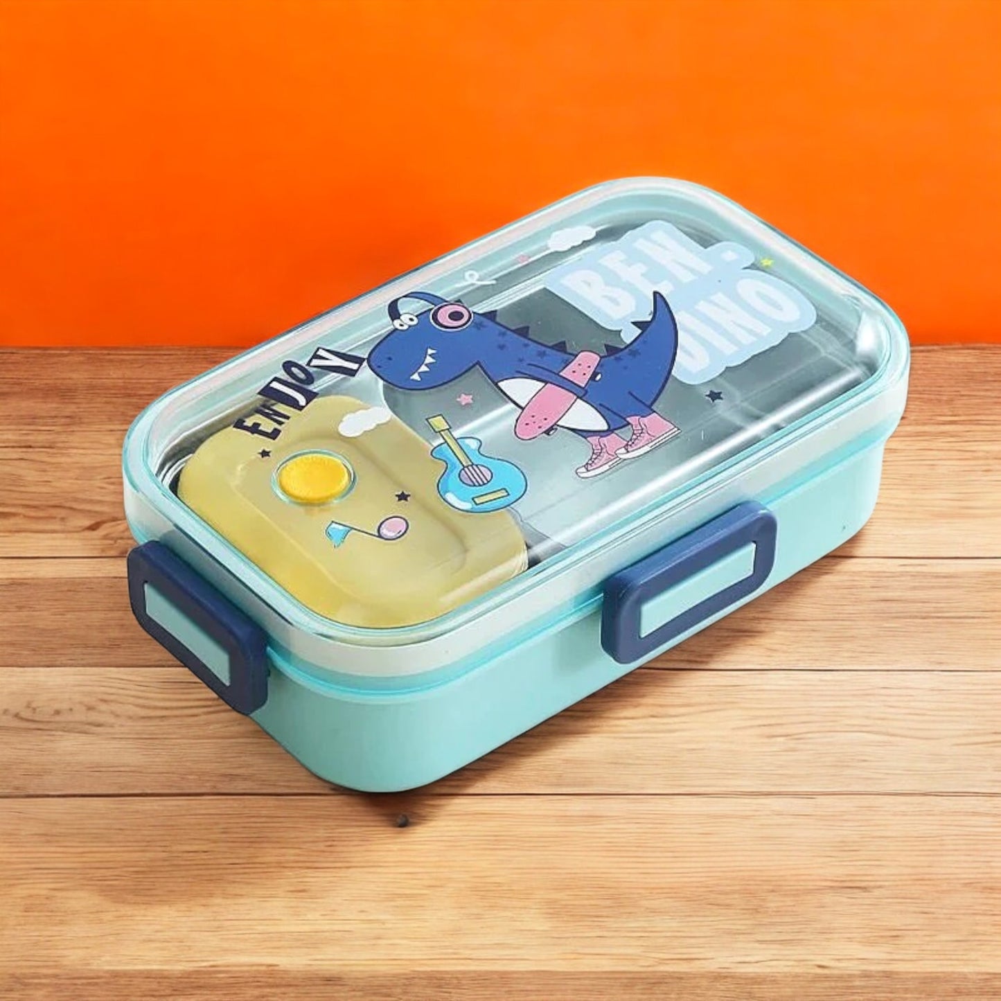 Bento Stainless Steel Lunch Box 2 Grids with Spoon Container