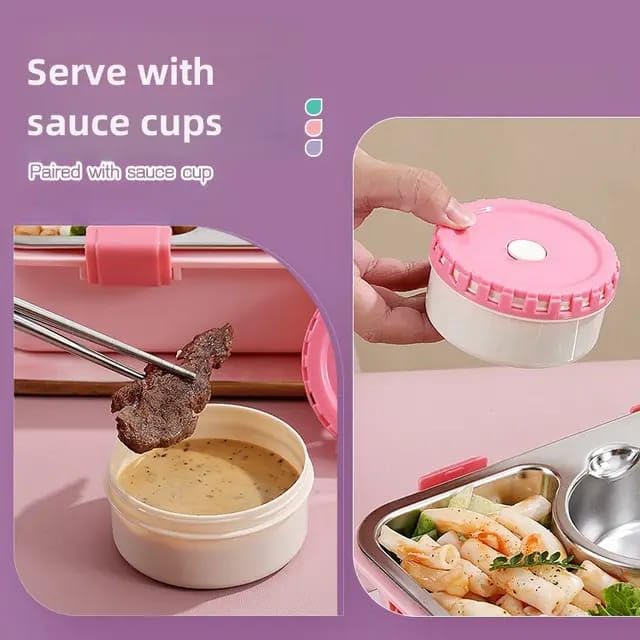 Bento 3 Compartment Stainless Steel Lunch Box with Bowl
