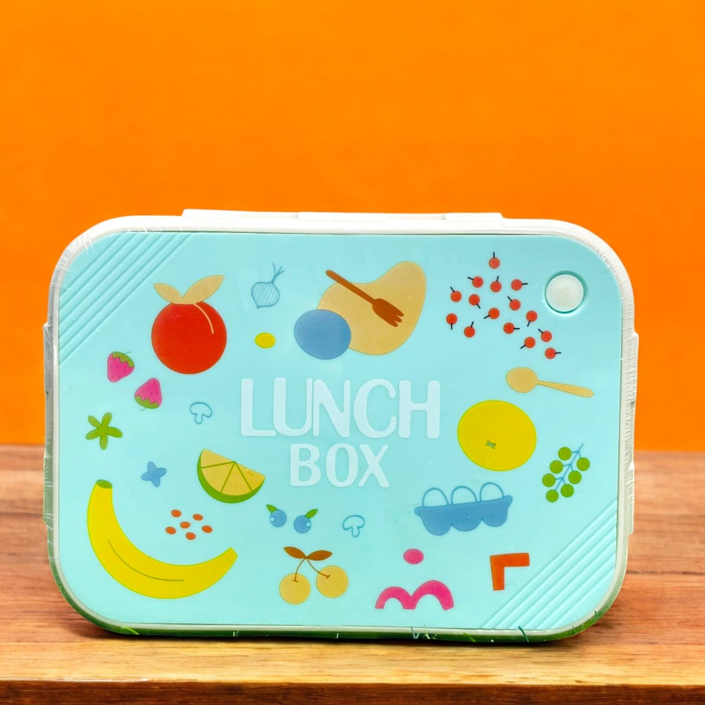 Fruits Printed Stainless Steel Lunch Box 3 Grids with Spoon