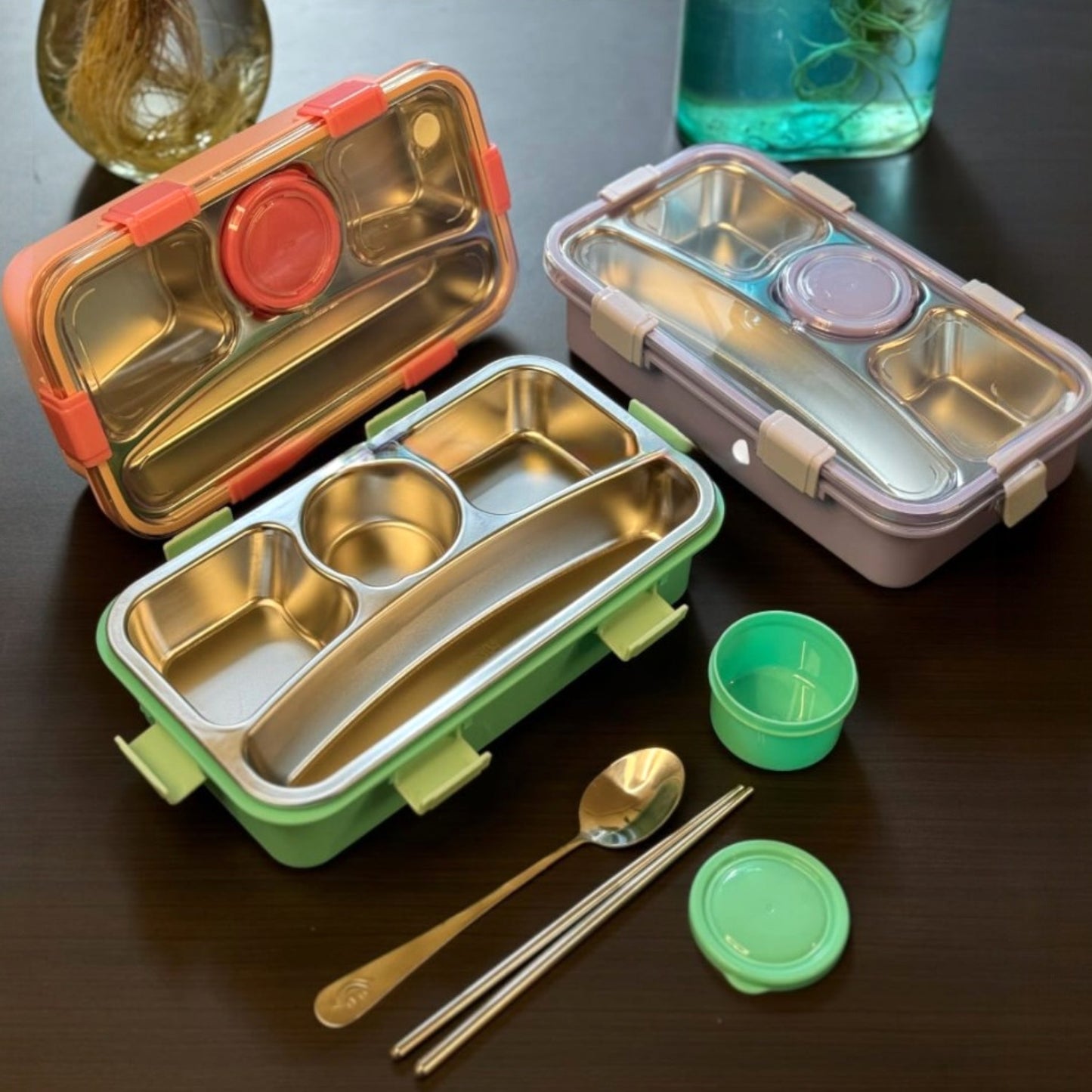 4 Compartment Stainless Steel Lunch Box | Air Pressure Release