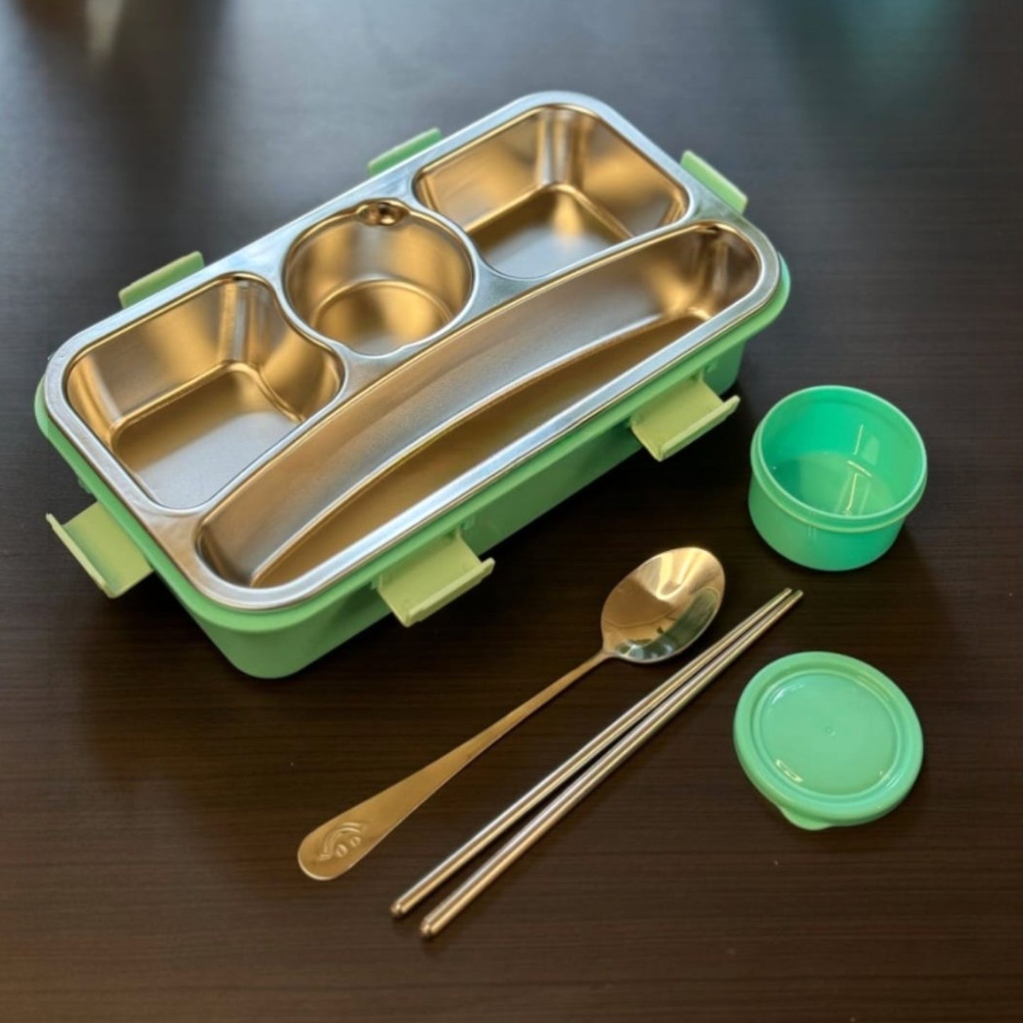 4 Compartment Stainless Steel Lunch Box | Air Pressure Release