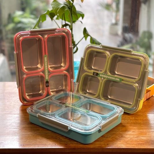 Leakproof Stainless Steel Bento Lunch Box 4 Grids