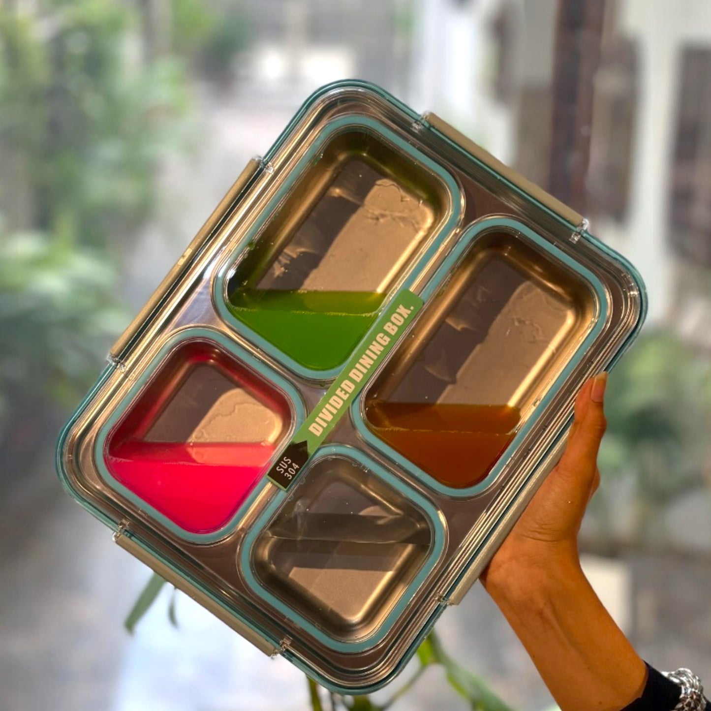 Leakproof Stainless Steel Bento Lunch Box 4 Grids