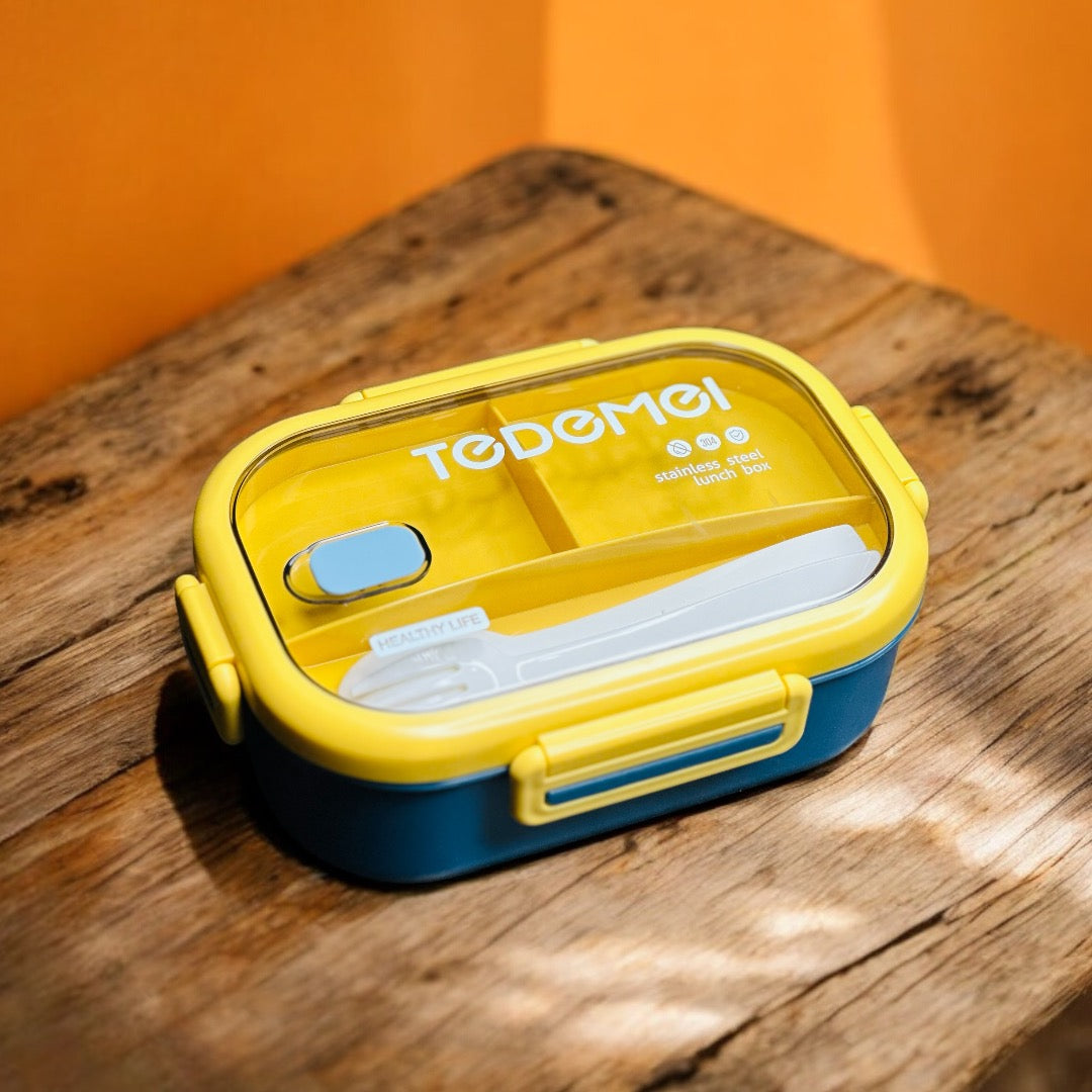 TEDEMEI-Two Compartments Tiffins || Stainless Steel || With Cutlery Inside