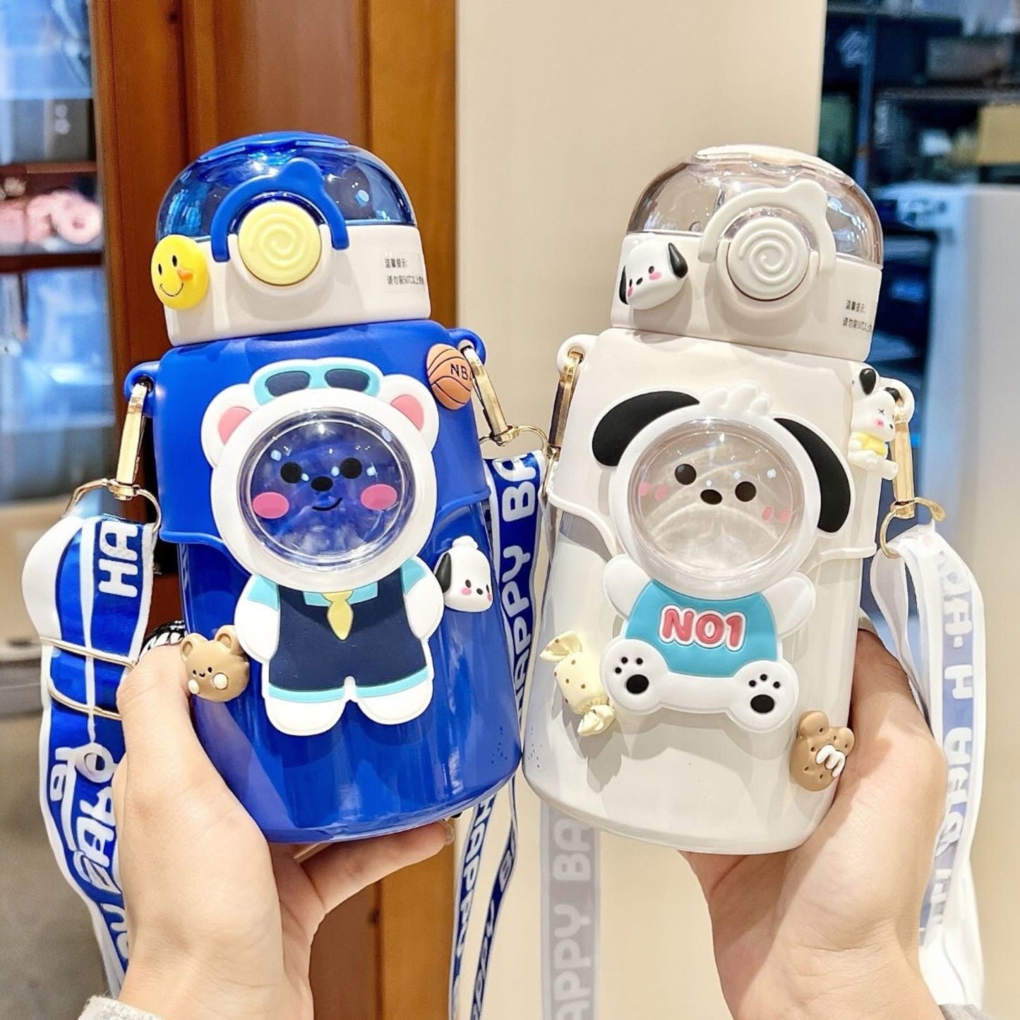 Cartoon Water Sipper for Kids Stainless Steel Insulated 550ml