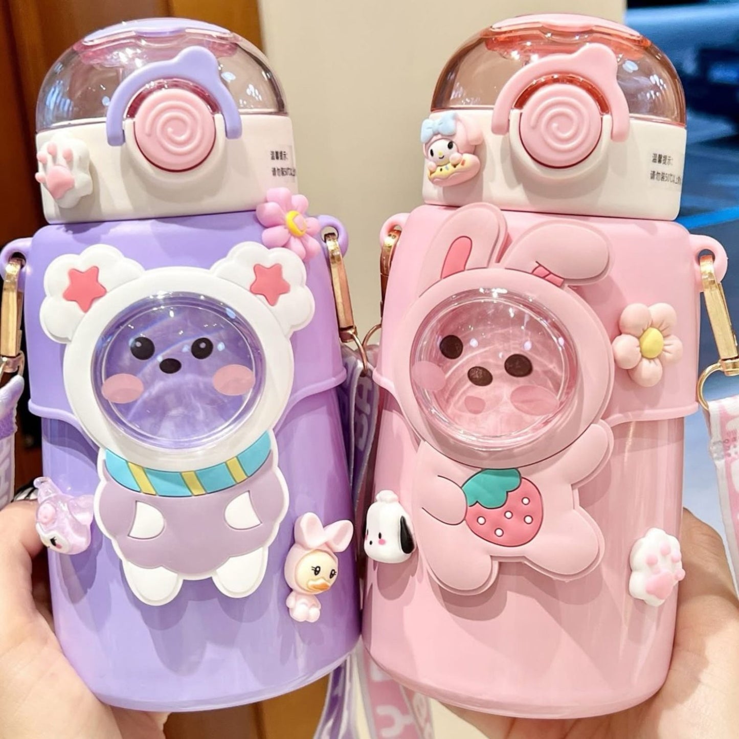 Cartoon Water Sipper for Kids Stainless Steel Insulated 550ml