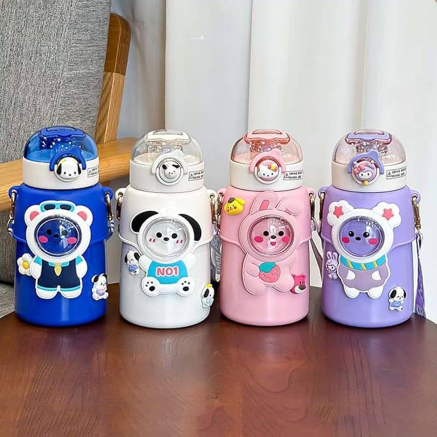 Cartoon Water Sipper for Kids Stainless Steel Insulated 550ml