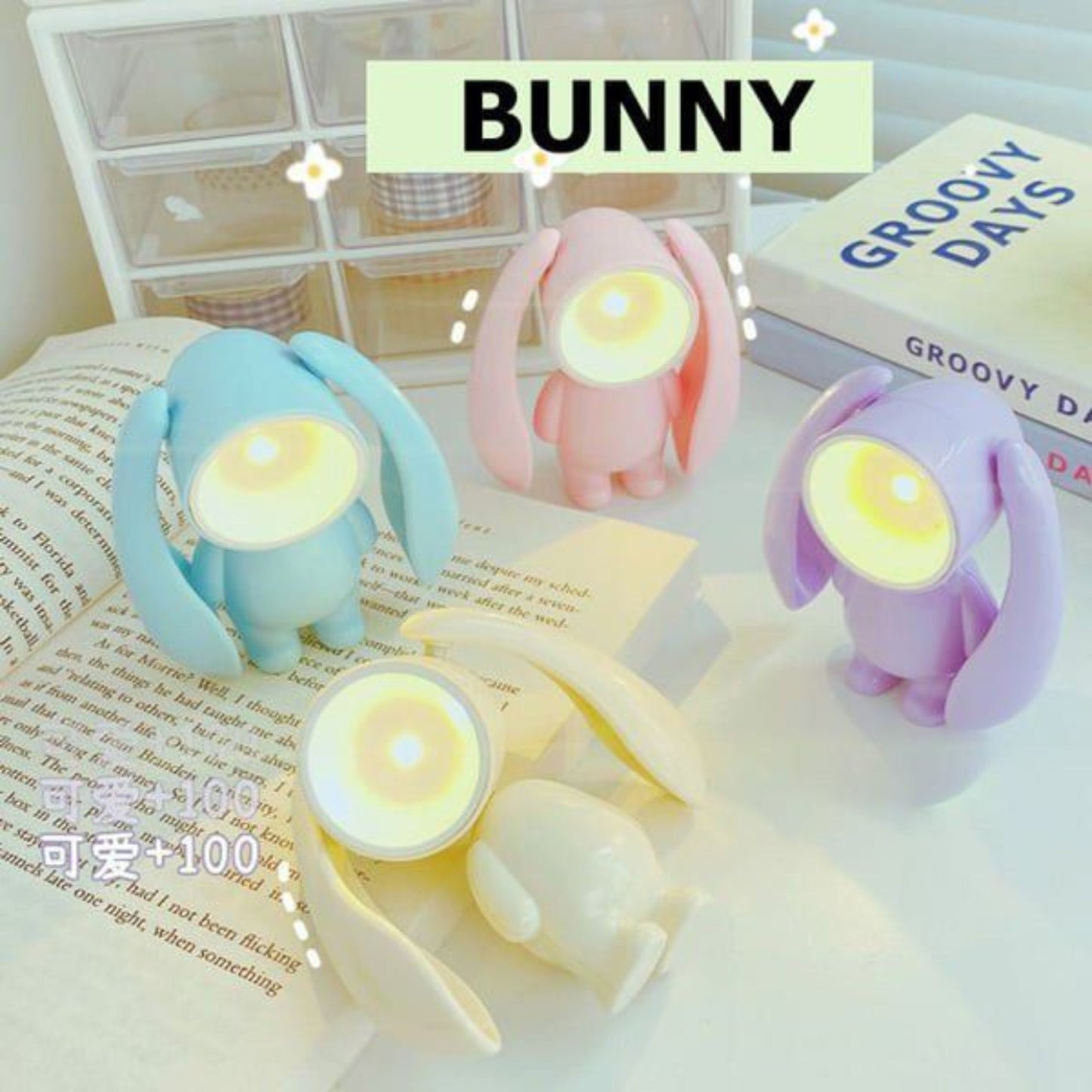 Cute Rabbit Mini LED Night Light Lamp Portable Desk Decor