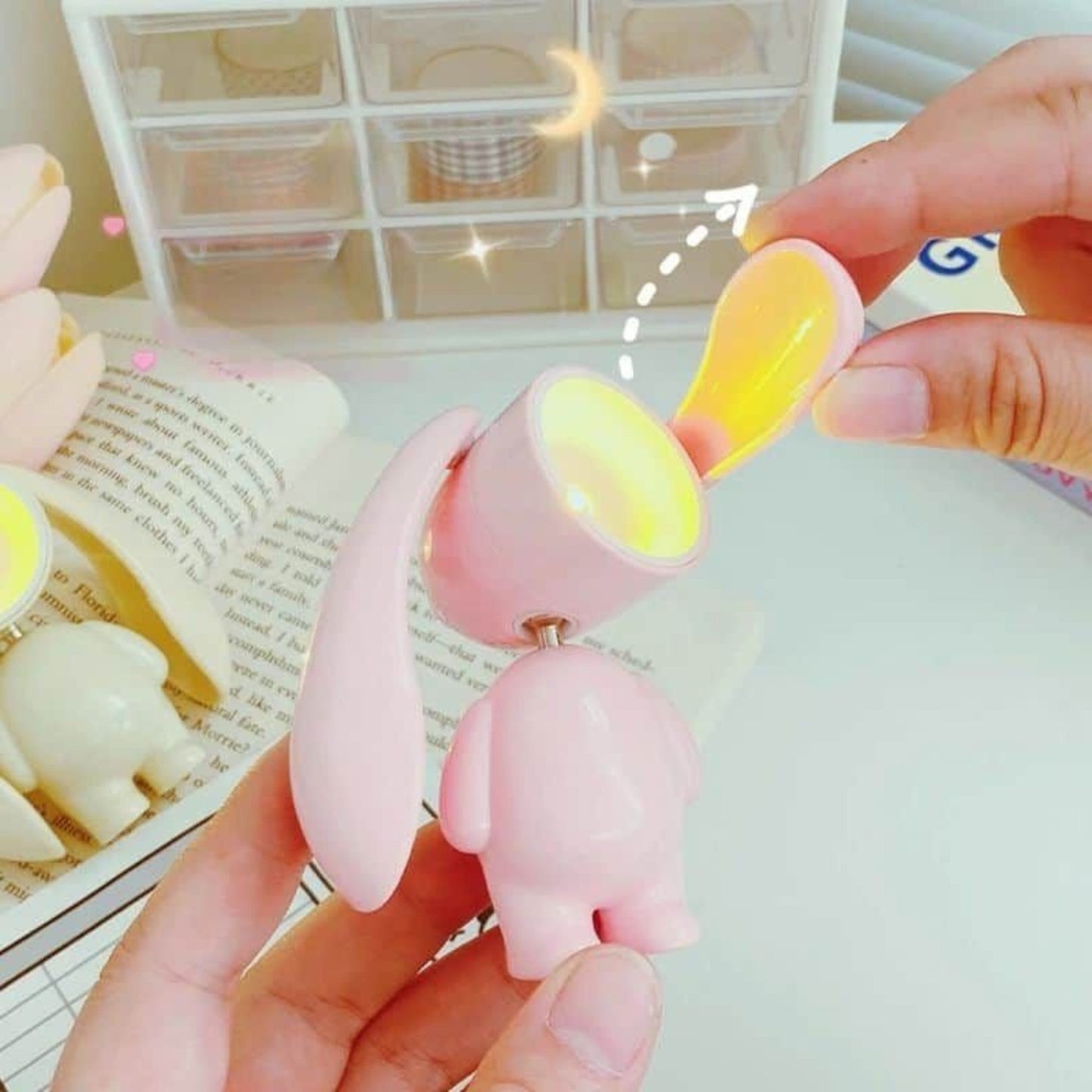 Cute Rabbit Mini LED Night Light Lamp Portable Desk Decor