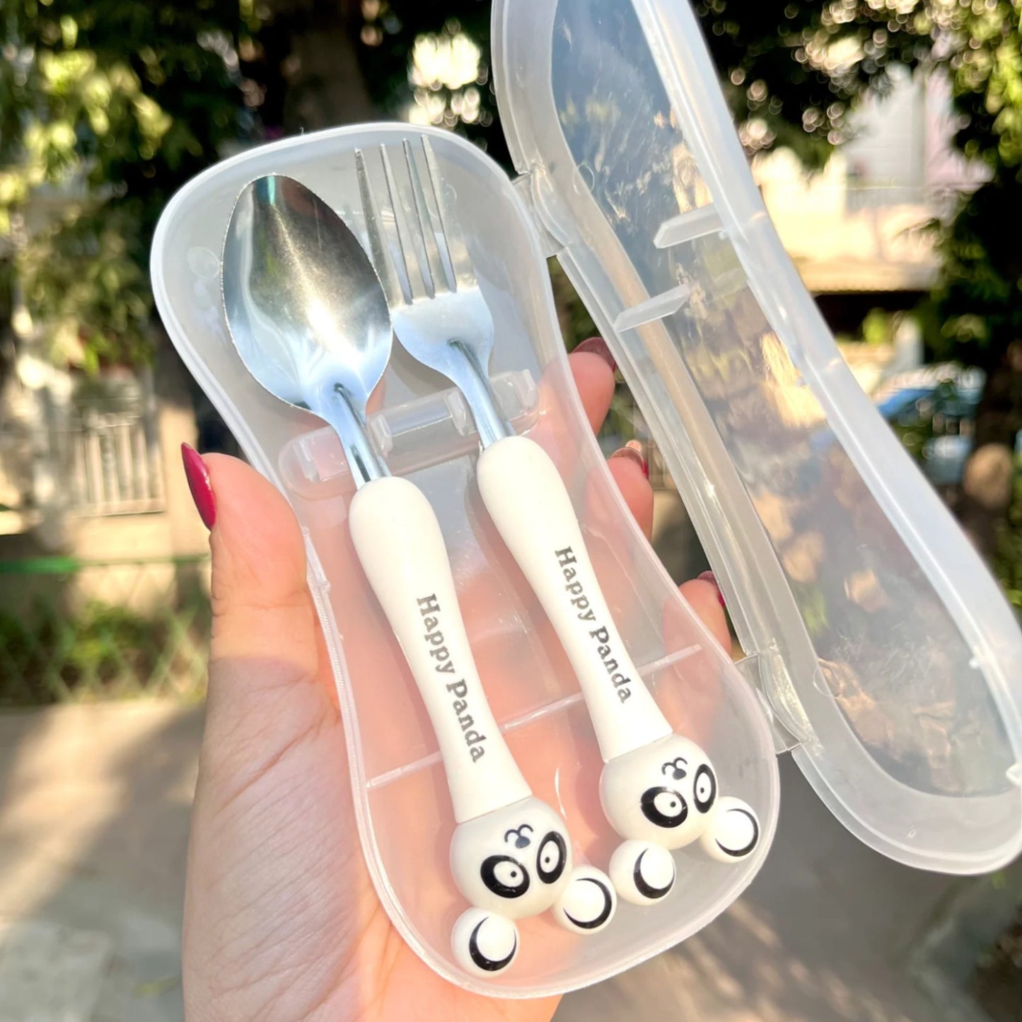 Cute Stainless Steel Fork Spoon Set for Kid's Animal Theme