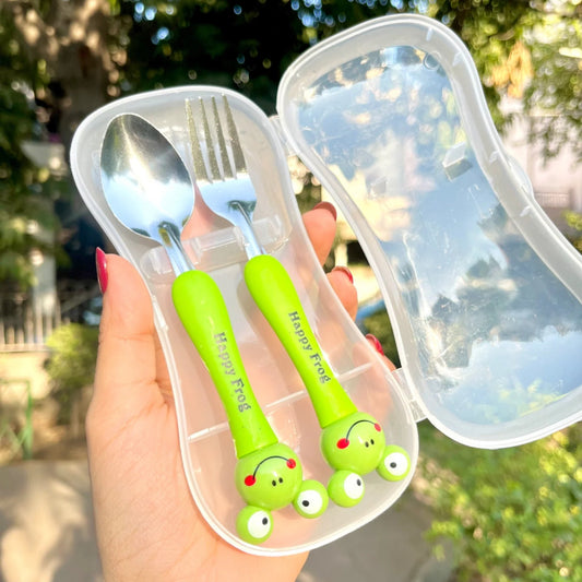 Cute Stainless Steel Fork Spoon Set for Kid's Animal Theme