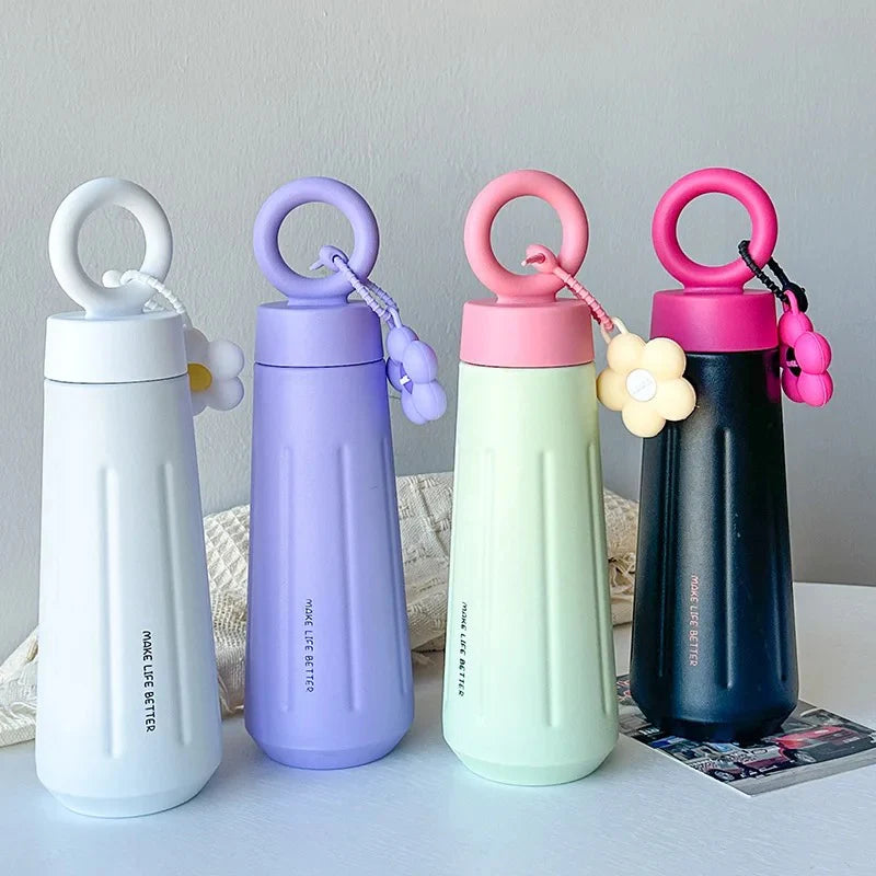 Stylish Flower Design Stainless Steel Vacuum Water Flask
