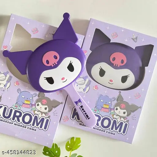 Kuromi Hand Mirror With Comb For Kids & Teenagers ( 1pc )