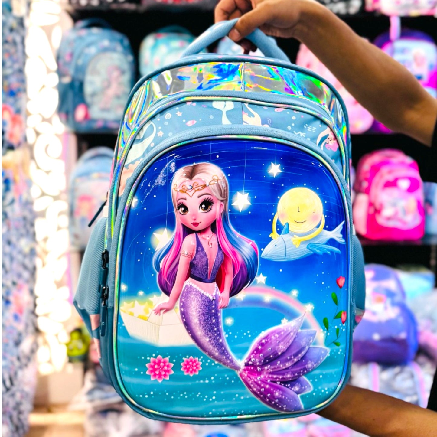 Hardshell School Backpack for Girls 17 inches with Name Badge