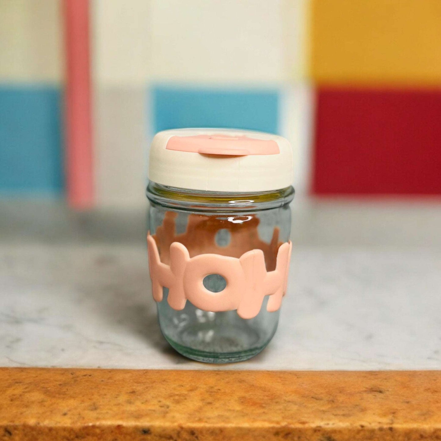 Hoho Printed Glass Tumbler with Lid and Straw - 450ml