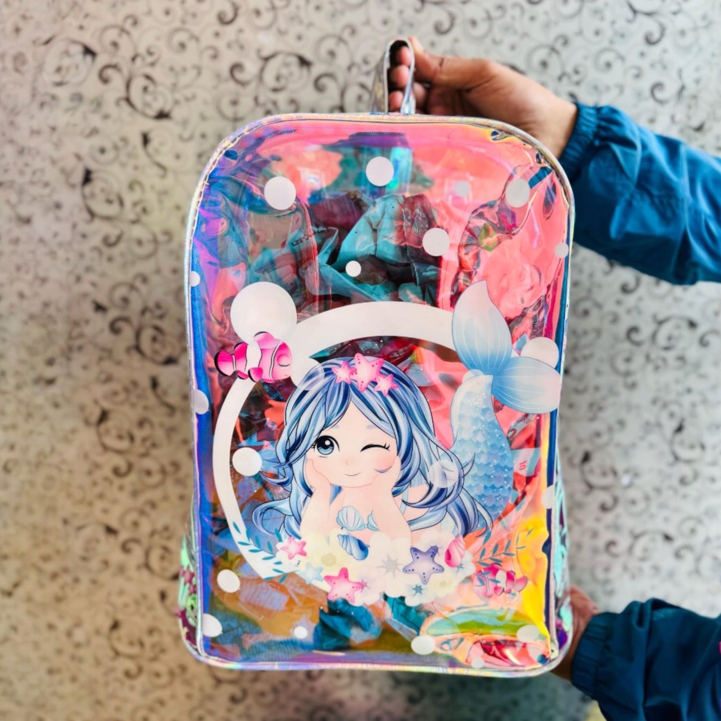 Holographic 14'' Premium Quality Trendy Backpack for Kids