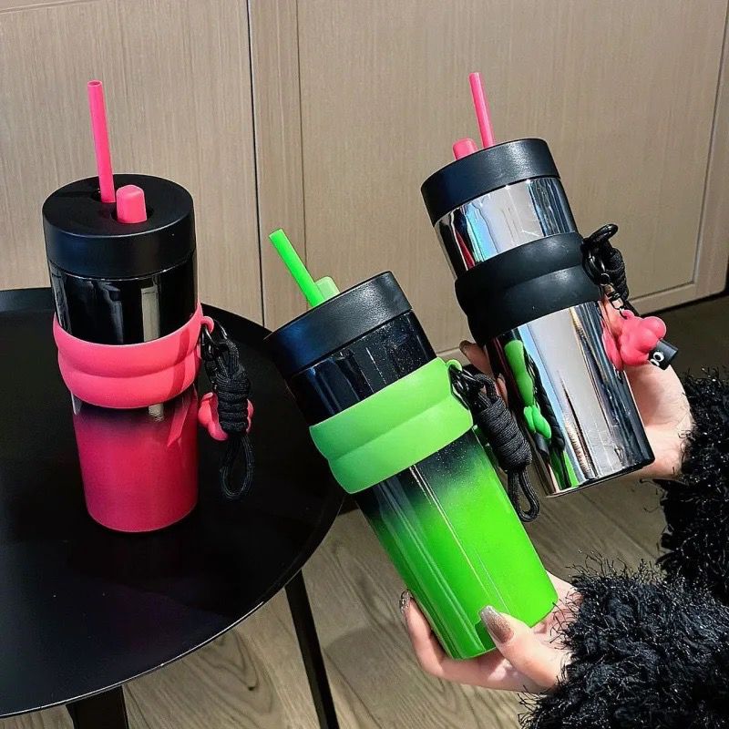 Insulated Stainless Steel Tumbler Dual Drinking Valve 710ml