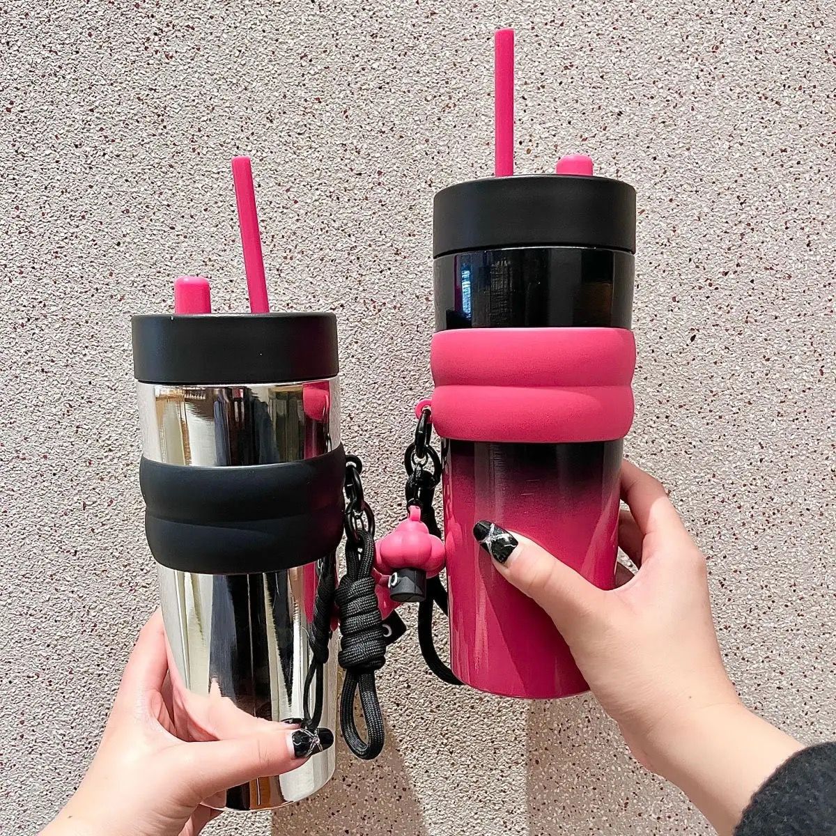 Insulated Stainless Steel Tumbler Dual Drinking Valve 710ml