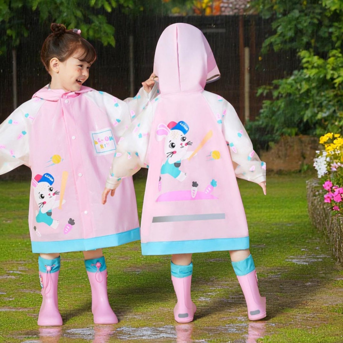 Kids Rain Poncho with Hood Raincoat for Boys & Girls