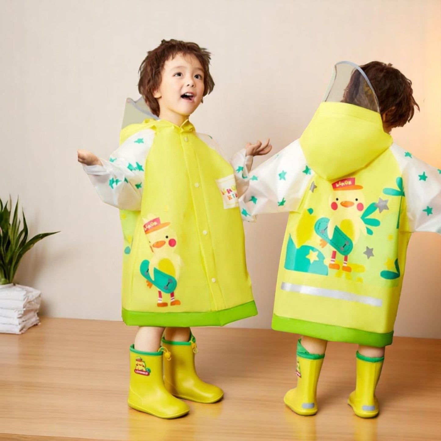 Kids Rain Poncho with Hood Raincoat for Boys & Girls