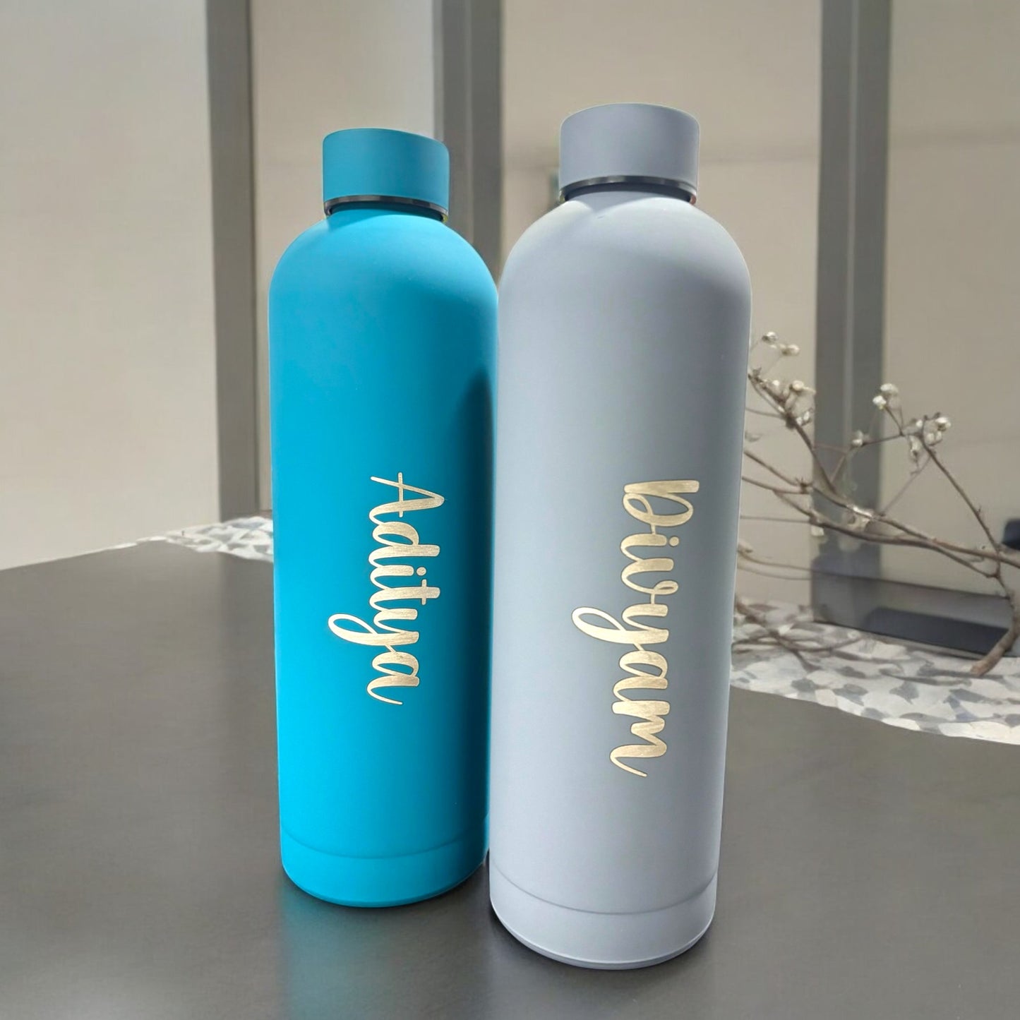 Matt Finish Personalised Name Engraved Water Bottle 500ml