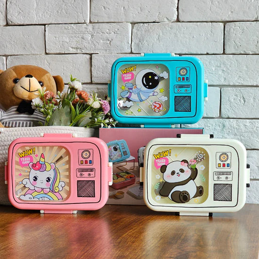 Radio Bento Steel Lunch Box | 4 Grids with Spoon Leak Proof
