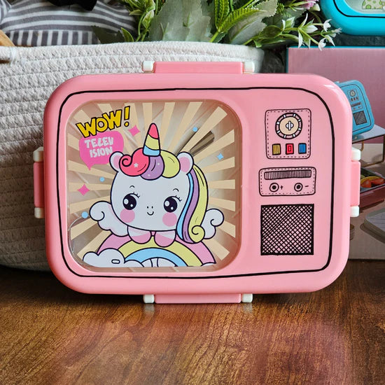 Radio Bento Steel Lunch Box | 4 Grids with Spoon Leak Proof