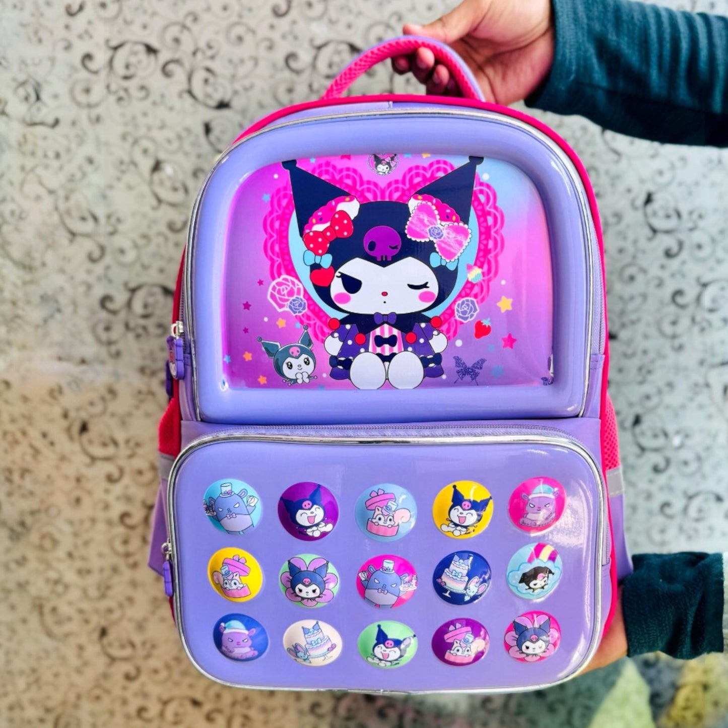 Kids Cartoon Characters 16'' School Backpack with Name Badge