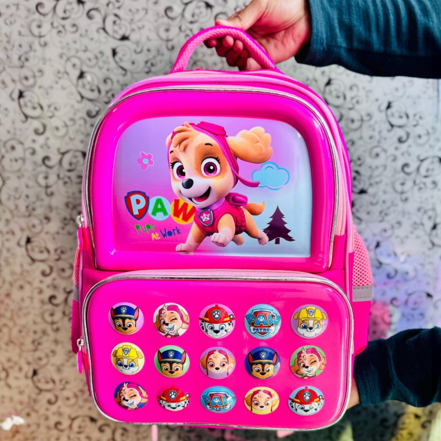 Kids Cartoon Characters 16'' School Backpack with Name Badge