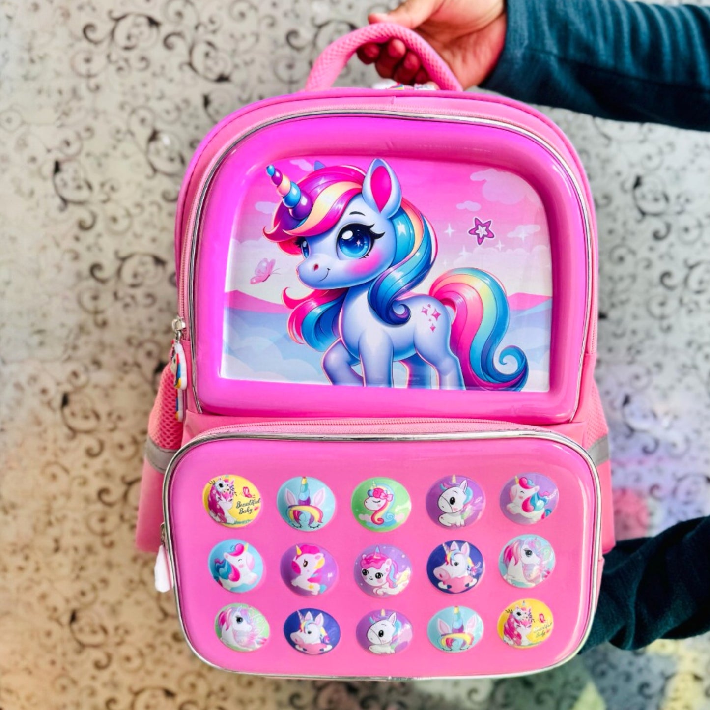 Kids Cartoon Characters 16'' School Backpack with Name Badge