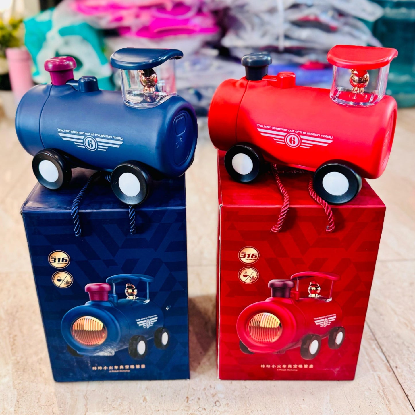 Train Shape Water Bottle Sipper for Kids Stainless Steel 300ml