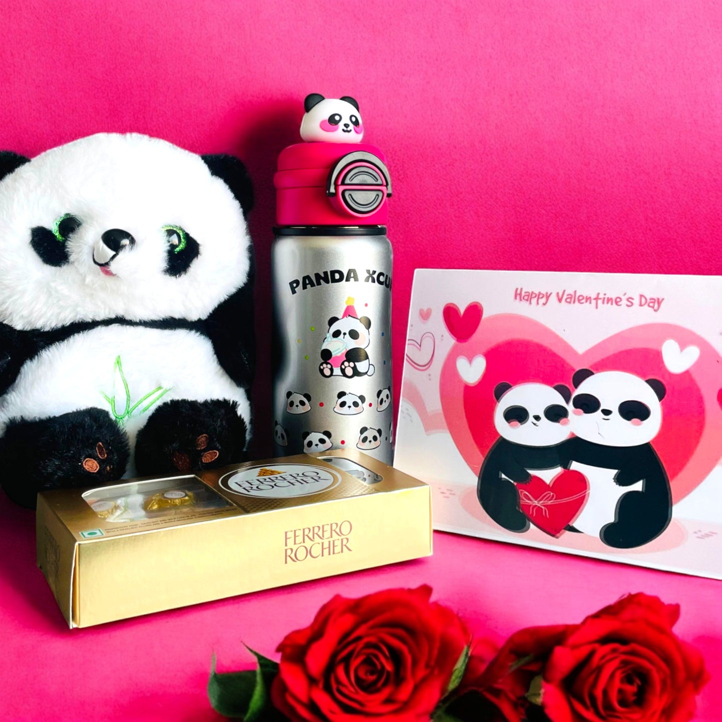 Valentine's Gift Hamper - Teddy Chocolates Gift Card Bottle