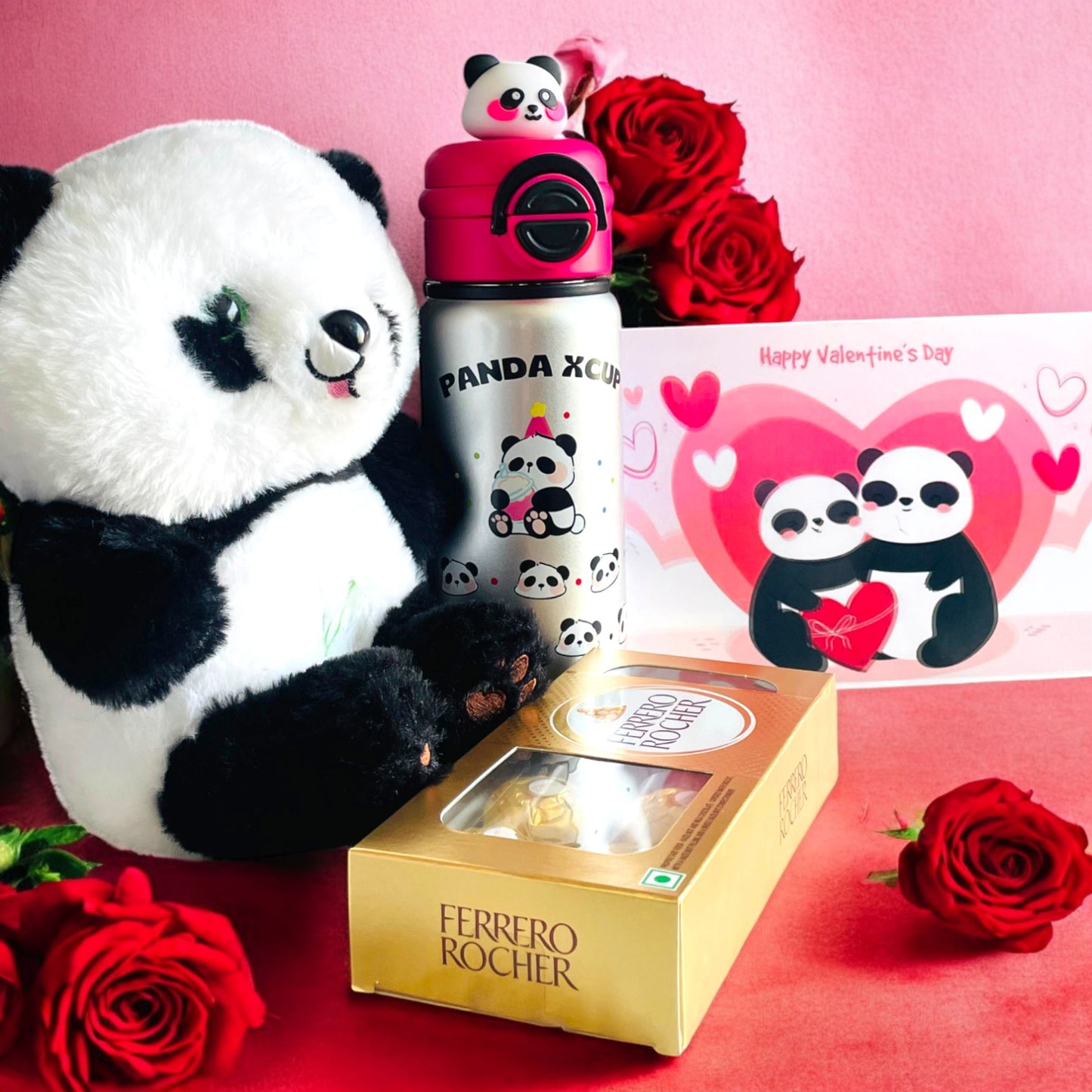 Valentine's Gift Hamper - Teddy Chocolates Gift Card Bottle