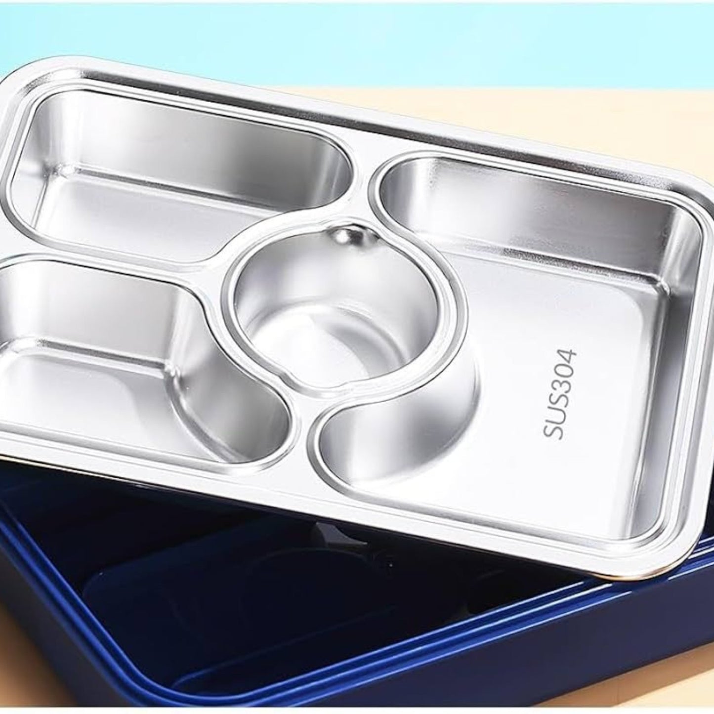 Bento 4 Grid Stainless Steel Leakproof Lunch Box with Spoon