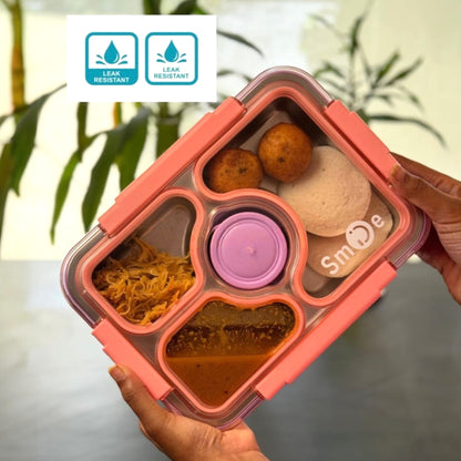 Bento 4 Grid Stainless Steel Leakproof Lunch Box with Spoon