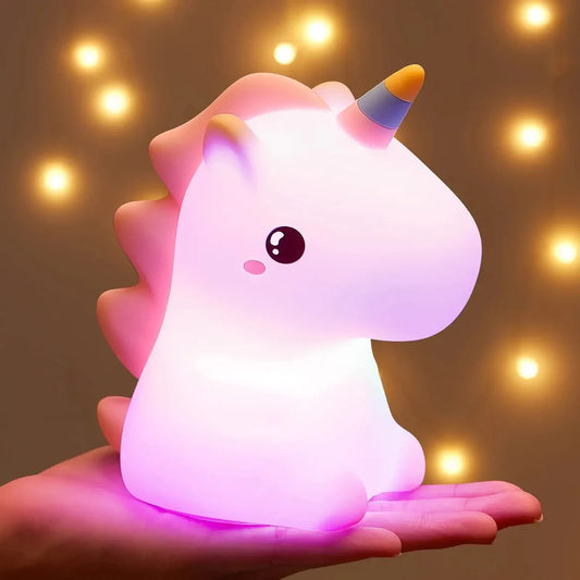 Rainbow Unicorn Night Light Touch Lamp BPA Free Silicon