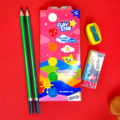 Skoodle Colour Fun Art Set of Clay, Pencils Eraser Sharpener