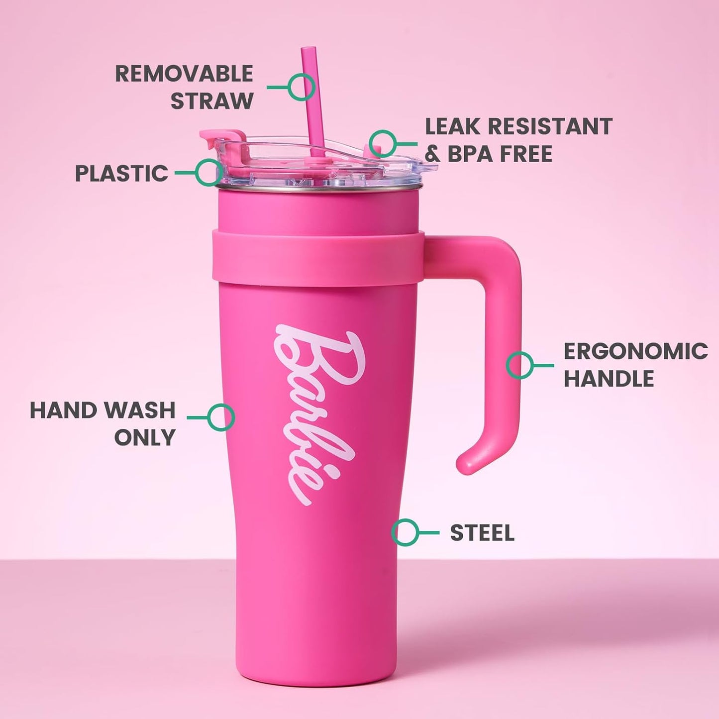 Barbie Collection Stainless Steel Tumbler with Straw 1600mL