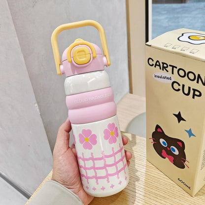 Insulated Stainless Steel Cute Cartoon Water Bottle 600ml