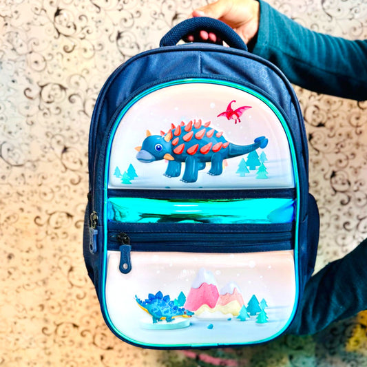 Kids Dino Printed 16 inch School Backpack with Name Badge
