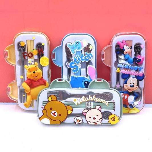 Cartoon Case Spoon, Fork, Chopstick Cutlery Set for Kids