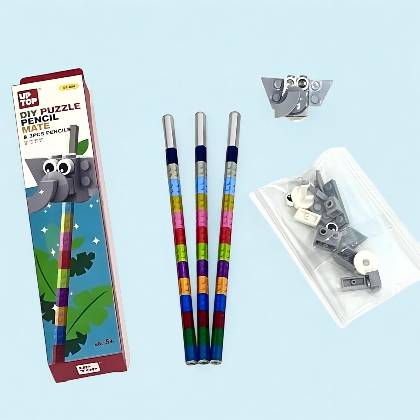 DIY Lego Puzzle Pencil Mate for Kids Set of 3 Pencils