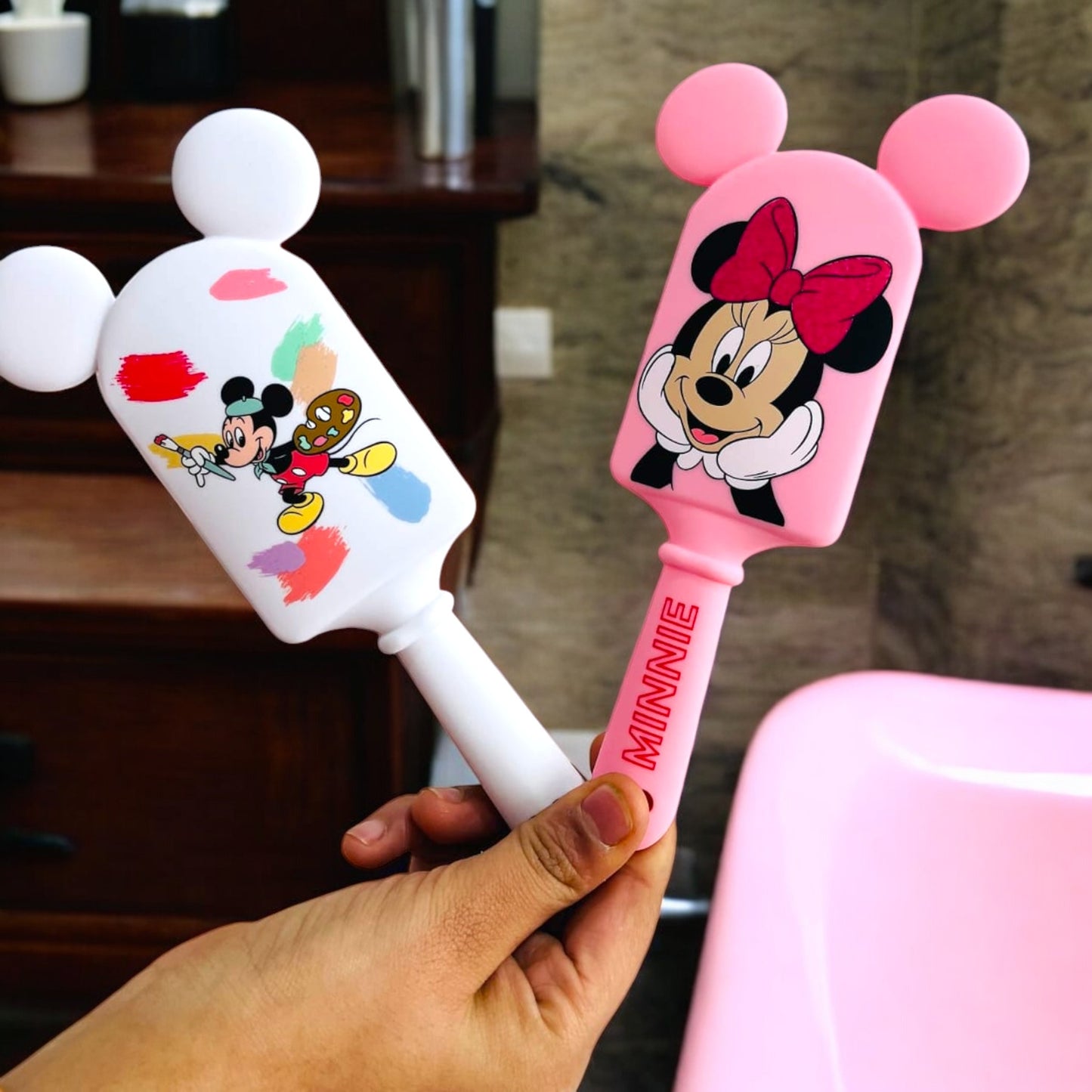 Cartoon Minnie & Mickey Cushion Hair Comb for Kids Girls