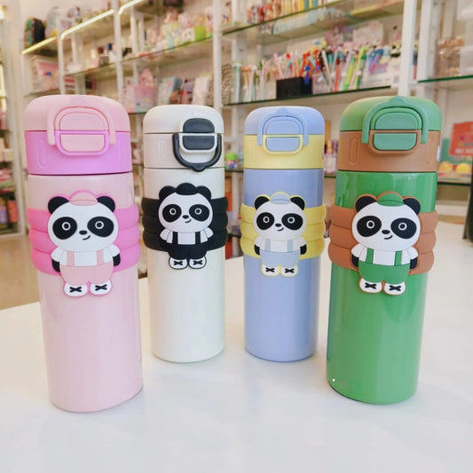 Panda Dual Sipper Steel Insulated Water Bottle for Kids 520ml