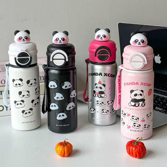 Panda 2 in 1 Sipper Insulated Water Bottle for Kids 550 Ml