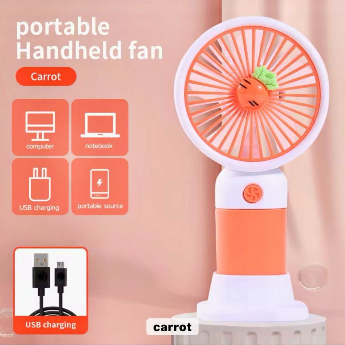 Battery Operated Portable Hand Fan with USB Charging
