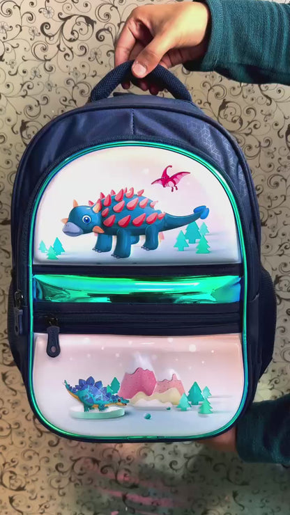 Kids Dino Printed 16 inch School Backpack with Name Badge