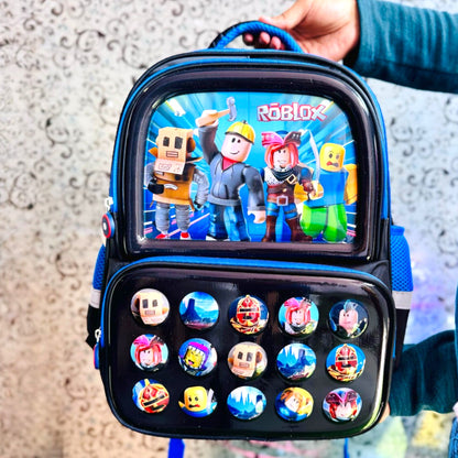 Kids Cartoon Characters 16'' School Backpack with Name Badge