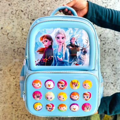 Kids Cartoon Characters 16'' School Backpack with Name Badge