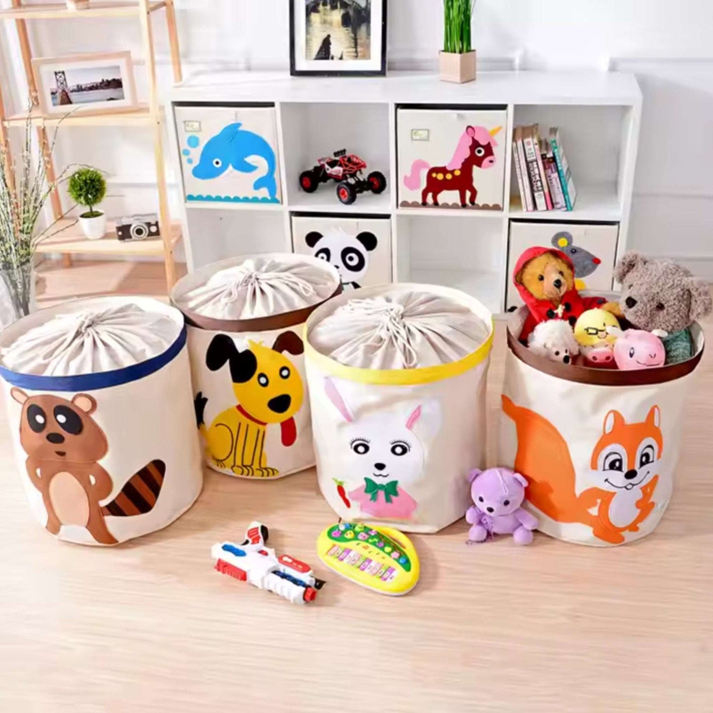 Canvas Storage Bin - Laundry and Toy Basket for Kids